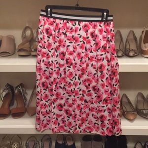 Silk Floral Skirt with elastic waist band